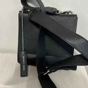 Vince Camuto black leather cross body bag